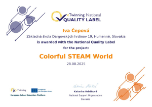 Projekt Colorful STEAM World získal Národný certifikát kvality