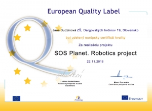 Európsky certifikát kvality pre robotický projekt