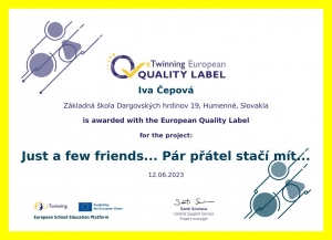 Európsky certifikát kvality pre žiakov 2.A triedy