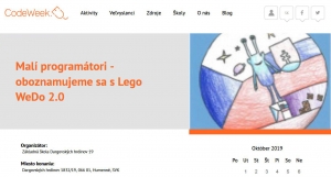 EU Code Week 2019 - oboznamujeme sa s Lego WeDo 2.0
