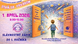 Zápis do prvého ročníka 1. apríla 2026 - informácie pre rodičov k zápisu do prvého ročníka 2026