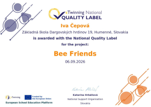 Úspech projektu Bee Friends – získali sme certifikát kvality
